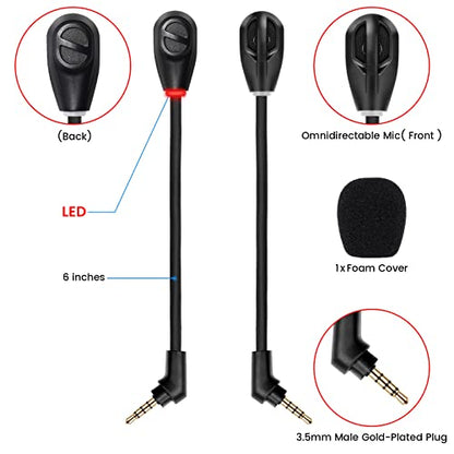 Microphone for HyperX Cloud Flight & Flight S Gaming Headsets | Detachable Mic Boom with LED Mute Indicator for PC PS5 PS4 Xbox Series X/S
