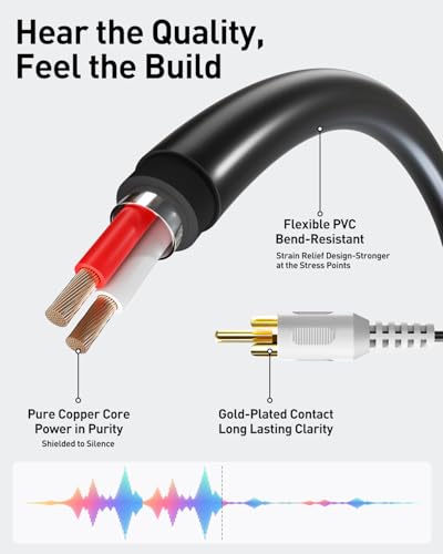 VCE 3.5mm to RCA Splitter, Gold Plated Male Stereo Audio Y Cable, 2-Pack | Compatible with TV, Smartphones, MP3, Tablets, Speakers, Home Theater, 8 inch - size: ['8 inches']