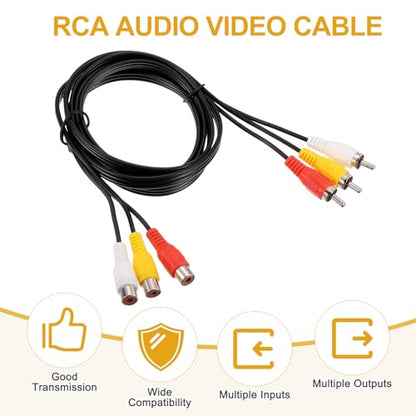 MECCANIXITY 5ft RCA Cable, 3RCA Male to 3RCA Female Audio Video Speaker Cable for Subwoofer Amplifier Home Theater DVD TV - size: 5ft, style: 3RCA Male to 3RCA Female
