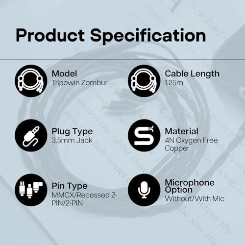 Tripowin Zombur 4N High Purity OFC IEM Replacement Cable with 3.5mm Jack - size: With Mic, style: 2pin 0.78mm