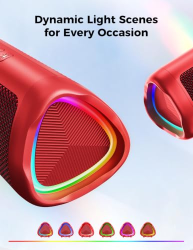 Bluetooth Speaker, 20W HD Sound, Portable Wireless, IPX5 Waterproof, Up to 24H Playtime, TWS Pairing, for Home/Party/Outdoor/Camping/Beach Essentials, Electronic Gadgets, Birthday Gift (Red) - color: Red