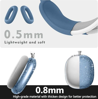 [4 in 1] Case Cover for AirPods Max 2/1 (2026/2024/2020) Ear Pad Case Cover/Headband Cover/Ear Cups Cover with Bling Star for Apple AirPods Max Headphones (Bling Deep Blue Star) - color: Bling Deep Blue Star