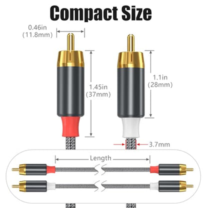 AGVEE 4ft RCA Cable, 2 RCA Male Thickened Six Claws Plug - color: Gray, size: 4ft