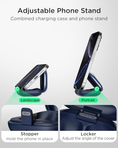 TALIX T30 Noise Cancelling Earbuds with Phone Stand, Punchy Bass, 4-Mic, True Wireless Bluetooth 6.0 in Ear Headphones, 28H Playtime, IPX4 (Blue) - color: Blue