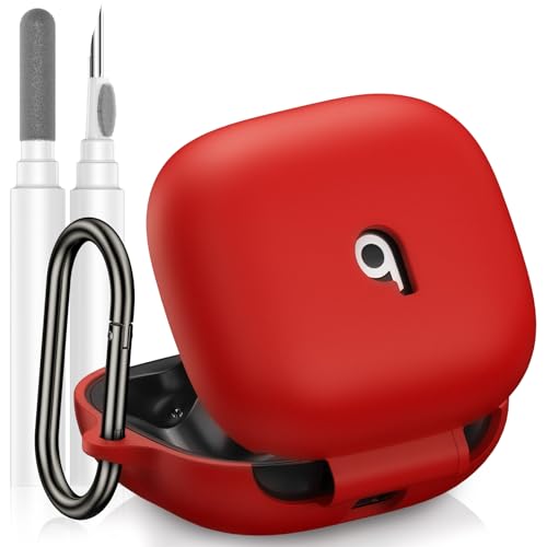 for Beats Powerbeats Pro 2 Case Cover, Top Logo Visible | Soft Silicone Shockproof Protective Skin Case for Beats Powerbeats Pro 2 2025 with Cleaner Kit & Carabiner, Red - color: Red