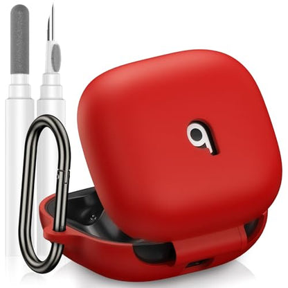 for Beats Powerbeats Pro 2 Case Cover, Top Logo Visible | Soft Silicone Shockproof Protective Skin Case for Beats Powerbeats Pro 2 2025 with Cleaner Kit & Carabiner, Red - color: Red