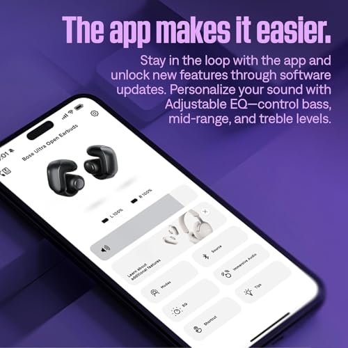 Bose Ultra Open Bluetooth Earbuds, True Wireless Earbuds with OpenAudio for Awareness, Clip On Design for Comfort, Immersive Audio, Up to 48 Hrs of Playtime + 20W Wall Charger (Midnight Violet) - color: Midnight Violet