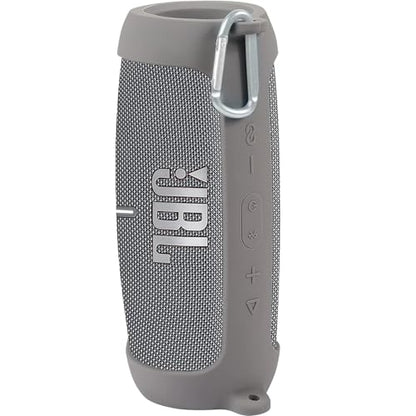 co2CREA for JBL Charge 5 Waterproof Bluetooth Speaker Silicone Cover, Grey | Portable Soft Travel Case with Carabiner, Protective Skin Cover with Shoulder Strap - color: Grey Case, style: Case without handle