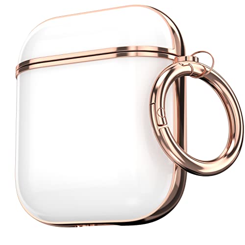 Maxjoy for AirPods Case, Cute AirPod Case Protective Hard AirPod 2 Cover for Women Men with Keychain for AirPods 2nd 1st Generation Charging Cover 2&1, White - color: White