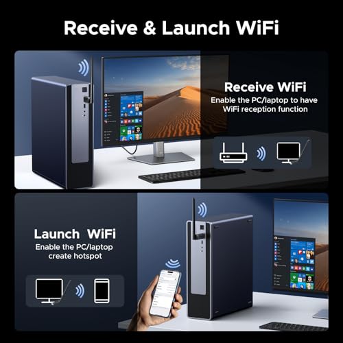 UGREEN 2-in-1 USB Bluetooth WiFi Adapter, AX900 + BT 5.4 WiFi 6 Adapter | 6dBi High Gain Antenna, 5GHz/2.4GHz Dual Band, Built-in Driver for Windows 10/11, for Desktop PC Laptop
