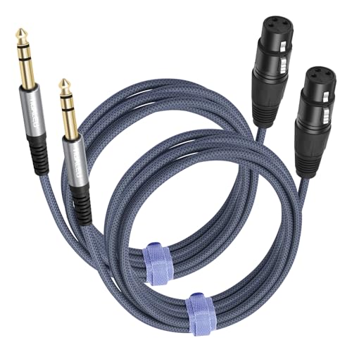 2 Pack 1/4 TRS Male to 3Pin XLR Female Microphone Cable,6.35mm TRS to XLR Female Braid Quarter inch Balanced Cable for Mixer Microphone Active Speakers-6Feet - color: 1/4 TRS To XLR F, size: 6feet(2pack)