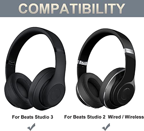 Replacement Ear Pads Protein PU Leather Ear Cushion Compatible with Beats by Dr.Dre Studio 2.0 Studio 3 B0500 B0501 Wired Wireless Over-Ear Headphones (Floral Brown) - color: Floral Brown