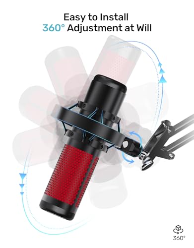Custom Built for HyperX Quadcast Shock Mount with 5/8" 3/8" 1/4" Adapters | Metal Outer Ring, Anti-Vibration Suspension, Improves Sound Quality, Fits Mic Stand & Boom Arm, for Podcast, Gaming - size: HyperX Quadcast Shock Mount