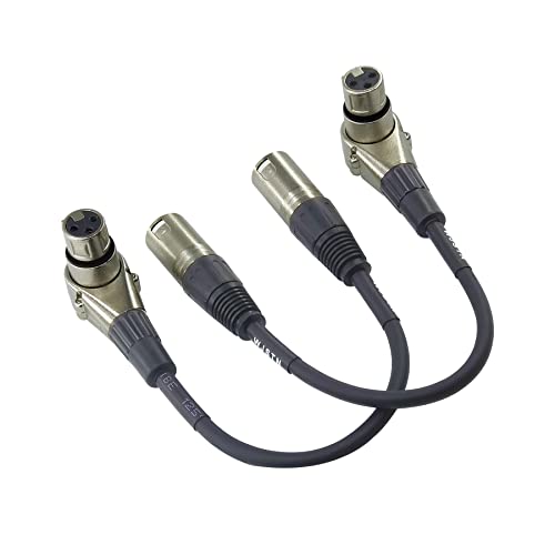 WJSTN Right-Angle Female XLR to Straight Male XLR Plug Cable 2FT, XLR Audio Adapter Cable for Camera, Microphone, Mixer, Audio Recording Device - size: 6inch