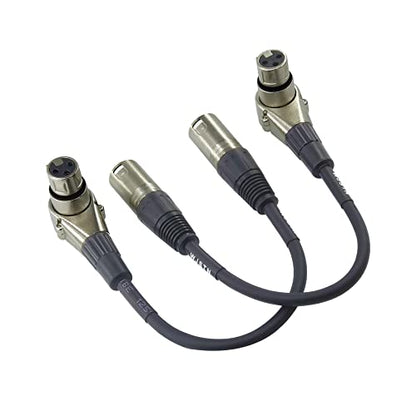 WJSTN Right-Angle Female XLR to Straight Male XLR Plug Cable 2FT, XLR Audio Adapter Cable for Camera, Microphone, Mixer, Audio Recording Device - size: 6inch