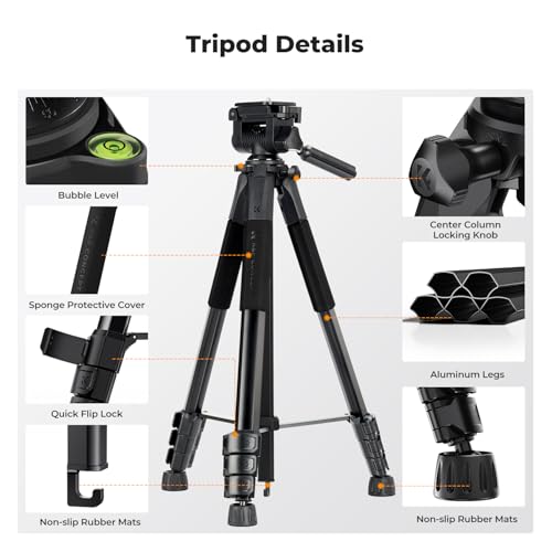 K&F CONCEPT 68" Camera Tripod Lightweight Portable DSLR Tripods