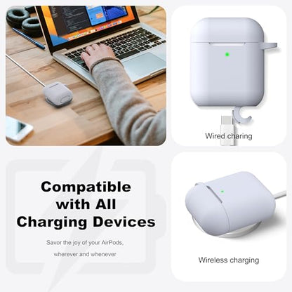 for AirPods 2nd/1st Case Silicone Cover, Pebble | Compatible with Apple AirPods 2nd/1st (2019/2016) Generation with Keychain & Cleaner Kit, Wireless Charging Compatible - color: E1-Pebble