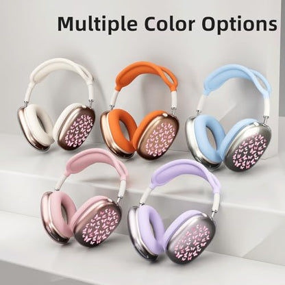 Cute Butterfly Clear Case for Airpods Max Headphones Kawaii Pink Girly Soft TPU Ear Cups Cover Anti-Scratch Silicone Ear Pad Protective Case Dreamy Headband Cover for Apple Airpods Max - color: Butterfly 10