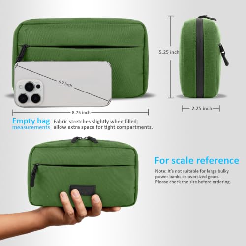 GOX Travel Cable Organizer Bag, Small Tech Pouch for Electronics, Green - color: Green