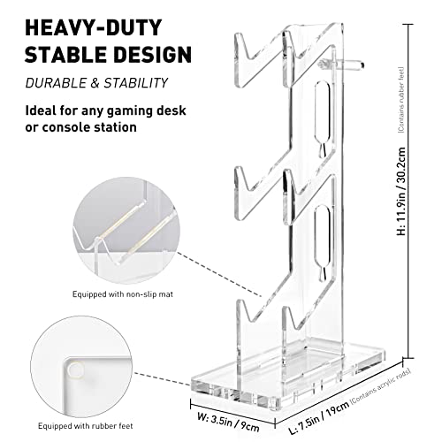 OAPRIRE Controller Stand Headset Stand, 3 Tier Acrylic Gaming Controller Holder Compatible with PS4, PS5, PC, Xbox, Universal Design (Clear) - color: Clear, size: 3 Tier-without lights