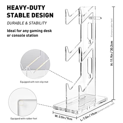 OAPRIRE Controller Stand Headset Stand, 3 Tier Acrylic Gaming Controller Holder Compatible with PS4, PS5, PC, Xbox, Universal Design (Clear) - color: Clear, size: 3 Tier-without lights