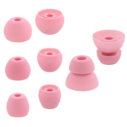 ALXCD Ear Tips for BeatsX in-Ear Headphone, 4 Pair SML & Double Flange Durable Soft Silicone Replacement Ear Bud Eartip, Fit for Beats by Dr. Dre BeatsX [4 Pair](Pink)