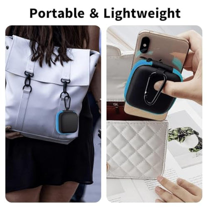 1 Pack Square Earbud Case Storage Bag with Carabiner, Blue - color: C2-square blue
