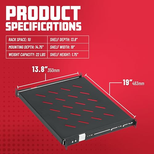 Gator Rackworks Universal Rack Mounting 1U Sliding Shelf with 13.8" Depth, (GRW-SHELF1SLD) - size: 1U Rack Space - Sliding