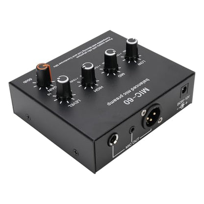 60dB Gain Microphone Preamp, Studio Quality Sound, 48V Power, 3 Channel Input, XLR Output, Line Out, for SM7B, with 48V Power, for 55SH (With XLR Cable) - size: With XLR Cable