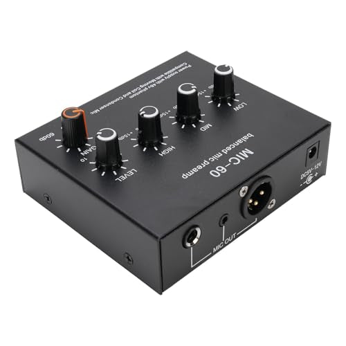 60dB Gain Microphone Preamp, Studio Quality Sound, 48V Power, 3 Channel Input, XLR Output, Line Out, for SM7B, with 48V Power, for 55SH (With 3.5mm Sound Cable) - size: With 3.5mm Sound Cable