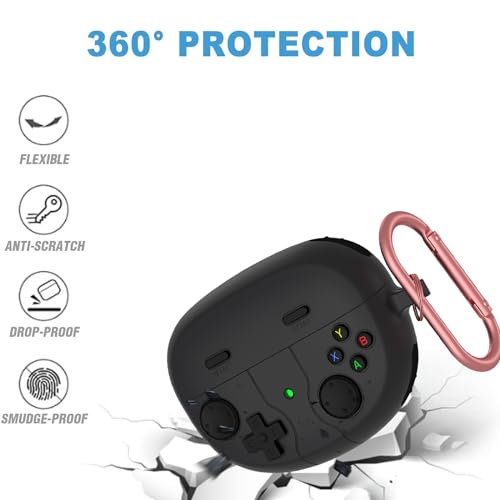 Silicone Case Compatible with Bose Ultra Open Earbuds with Cleaning Kit, Cute Game Design Soft Protective Cover Compatible with Bose Open Ear Cover - color: Black