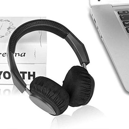 Geekria 2 Pairs Flex Fabric Headphones Ear Covers - Product Safety Certified - Washable & Stretchable Earcup Protectors for Over-Ear Headsets, Sweat Pads for Gym, Gaming (S/Black) - color: Black
