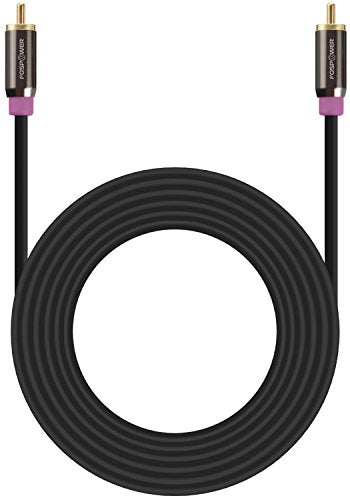 FosPower Subwoofer Cable (25 FT) RCA to RCA Audio Stereo Cable, Male to Male - Dual Shielded Cord | 24K Gold Plated Connector | Corrosion Resistant | Clean Sounding Signal - size: 25 Feet