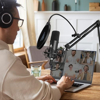 MAONO USB Microphone, 192KHZ/24Bit Plug & Play PC Computer Podcast Condenser Cardioid Metal Mic Kit with Professional Sound Chipset for Recording, Gaming, Singing, YouTube, A04, MH700
