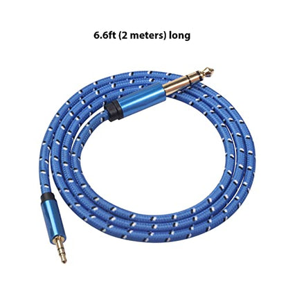 6.6ft Long 1/4 inch to 3.5mm Stereo Jack Cable, 6.35mm to 3.5mm Aduio Cable Adapter, 1/4 to 1/8 Male to Male Auxiliary Aux Cord, for Guitar, Cellphone, Laptop, Switch, Home Theater Devices (6.6ft) - size: 6.6ft
