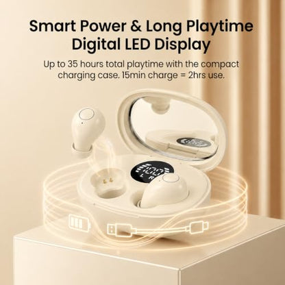 Smallest Invisible Earbuds Wireless Bluetooth, Low Profile Micro Tiny Discreet Hidden Earbuds for Work,Mini Small Headphones, Invisible Sleep Wireless Earphone for Small Earbuds (Khaki) - color: skin tone