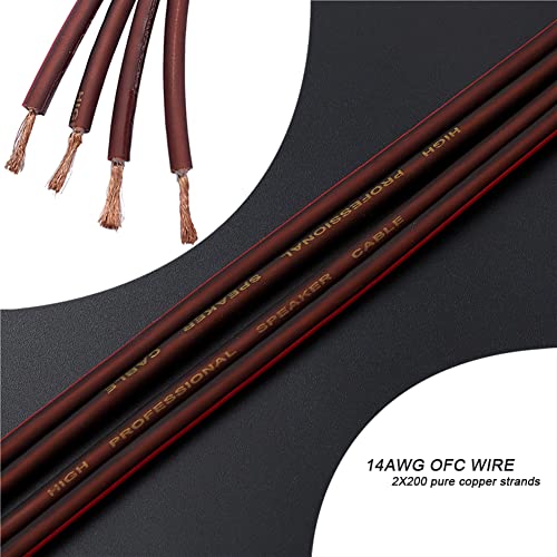Audiophile Hi-Fi 14 Gauge OFC Speaker Cable with RCA Male (Black & Red) to 2 Bananas Plugs, 2 pack/1pair, (2M(6.6FT), 1 Pair(RCA to 2 Y Spade)) - size: 2M(6.6FT)