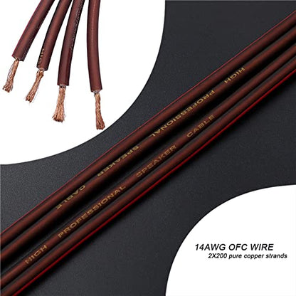 Audiophile Hi-Fi 14 Gauge OFC Speaker Cable with RCA Male (Black & Red) to 2 Bananas Plugs, 2 pack/1pair, (1M(3.3FT), 1 Pair(RCA to 2 Y Spade)) - size: 1M(3.3FT)