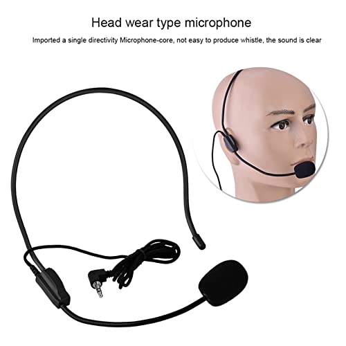 Microphone Headset, 3.5mm 1.05m Cable Head Mounted Wired Microphone for Voice Amplifier Teachers Speakers Coaches Presentations Seniors