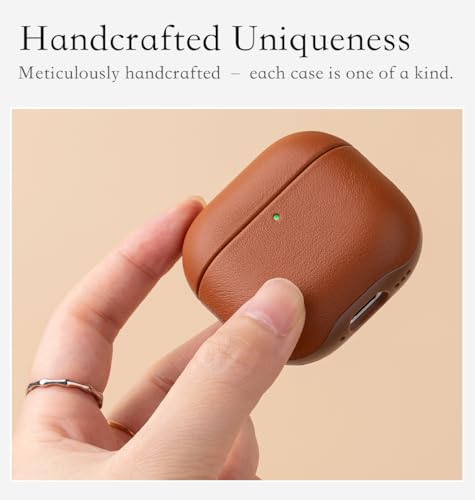 Edge Series - Leather Case for AirPods 4th Generation - Brown | Artisan Hand-Wrapped Case - Top Grain Leather - Microfiber-Lined Scratch Protection - Compatible with Wireless Charging - color: Brown, size: Edge Series