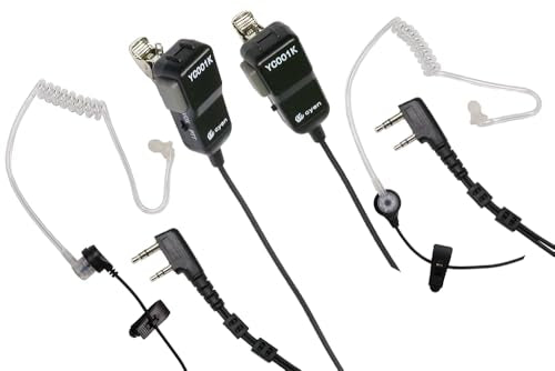 CYen Walkie Talkie Earpiece, Acoustic Tube Headset with PTTVOX, 2 Pin,Compatible with Kenwood pxton 2 Way Radio, Two Way Radio Headset with Mic(2 Pack)
