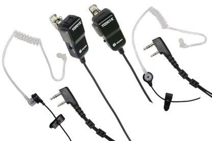 CYen Walkie Talkie Earpiece, Acoustic Tube Headset with PTTVOX, 2 Pin,Compatible with Kenwood pxton 2 Way Radio, Two Way Radio Headset with Mic(2 Pack)