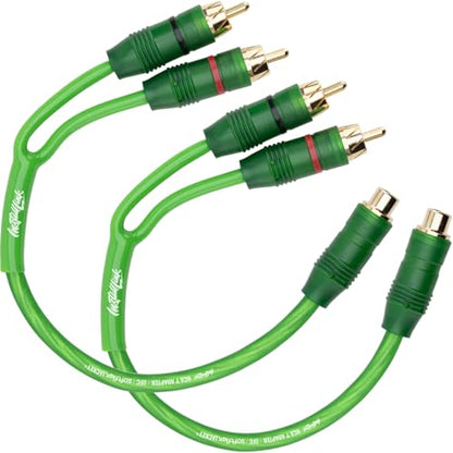 Install Link RCA Y Adapter Cable, 1-Female to 2-Male Splitter, 2-Pack (OFC) | Pure OFC Copper, 1ft, Feeds One Stereo Signal to Two Components, for Subwoofer, Home Theater, Car Audio Amplifier, Studio - color: Frosted Green, size: 1-Female to 2-Male