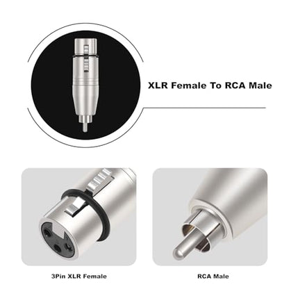 2Pack 3Pin XLR Female to RCA Male Audio Adapter,Balanced XLR Input to Unbalanced RCA Output Audio Connector for Mixer,Power Amplifier,Audio Player - color: RCA M To XLR F