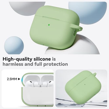 Ljusmicker for AirPods Pro 3 Case 2025 with Cleaner Kit,Pastel Green | Soft Silicone Protective Cover for Apple AirPod Pro 3rd Generation Case with Keychain for Women Men,Shockproof - color: B1-Pastel Green
