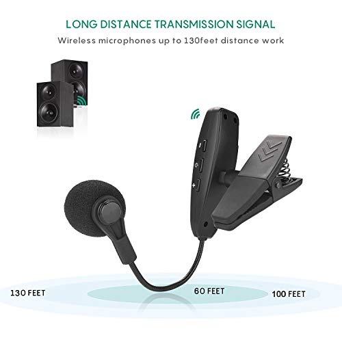 Wireless Microphone UHF Clip Condenser Mic Horn Trumpet Sax Cello | Instrument microphone,horns,trumpet,saxophone,computer,phone,speakers,voice amplifier 131ft range,1/8 and 1/4'' port
