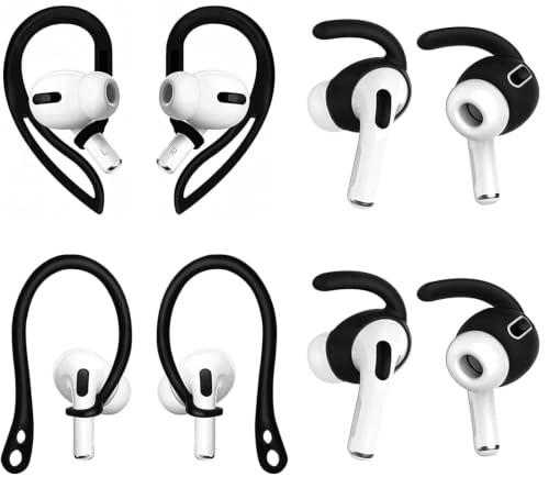 ALXCD Ear Hooks Compatible with AirPods Pro 3 2025 NEW, 1 Pair Adjustable Soft Earhook, 2 Pairs Silicon Ear Tips Hook, 1 Pair Silicon Ear Hook, Compatible with AirPods Pro 3 112 Black - color: Black
