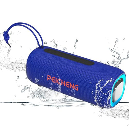 PEICHENG Bluetooth Speaker, Portable Wireless Clear Loud Stereo Sound IPX5 Waterproof with RGB Lights BT5.3 Long Playtime TWS Pairing,for Home Party Outdoor Beach,Great Gift Choice (Blue) - color: Blue