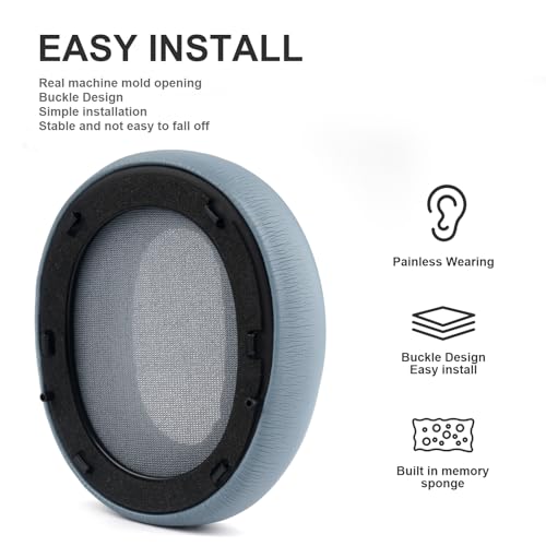 W820NB Ear Pads Replacement Ear Pads Cushions Compatible with Edifier W820NB Headphone Softer Protein Leather Earmuffs Memory Foam Earpads Ear Cups Cover Repair Parts (Blue) - color: Blue