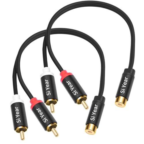 RCA Splitter 1 Female 2 Male 2Pack, Phono RCA Female to Dual Male Gold Plated Adapter, Stereo Audio Y Splitter Cable (20cm/2pcs) - color: RCAF-2RCAM-2PCS